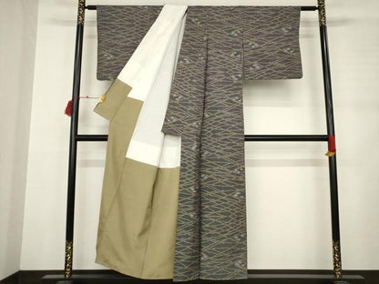 平和屋着物●本場大島紬　一元7マルキ　笹竹文　正絹　逸品　AABD0869ck
