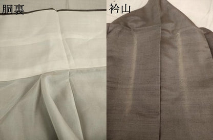 平和屋着物●訪問着　紬地　草花文　金銀彩　正絹　逸品　AABD0878ck
