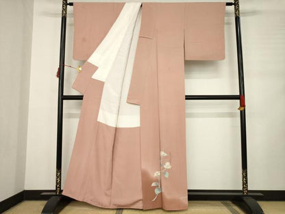 平和屋着物●訪問着　友禅　作家物　中国三大刺繍　相良刺繍　草花文　正絹　逸品　AABD0879ck