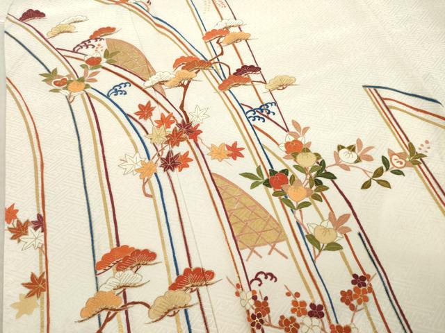 平和屋着物●訪問着　吉祥花文　正絹　逸品　AABD0880ck