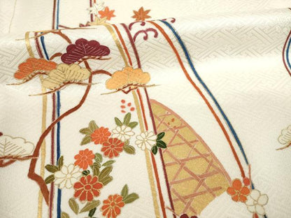 平和屋着物●訪問着　吉祥花文　正絹　逸品　AABD0880ck