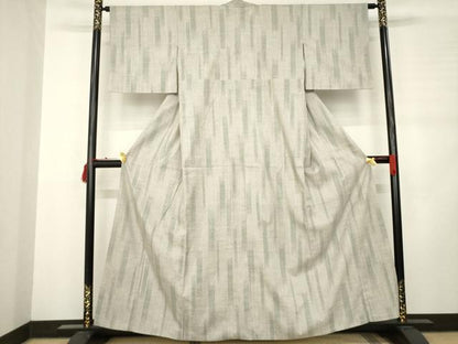 平和屋着物●本場結城紬 重要無形文化財 120亀甲 飛び亀甲柄 短冊文 茶鼠色地 正絹 逸品 AABD0888ck