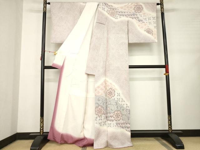 平和屋着物●訪問着 総絞り 道長雪輪花文 正絹 逸品 AABD0901ck