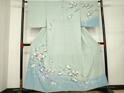 平和屋着物●十日町友禅作家　阿部佳雪 　訪問着　枝花文　暈し染め　正絹　逸品　AABD0910ck