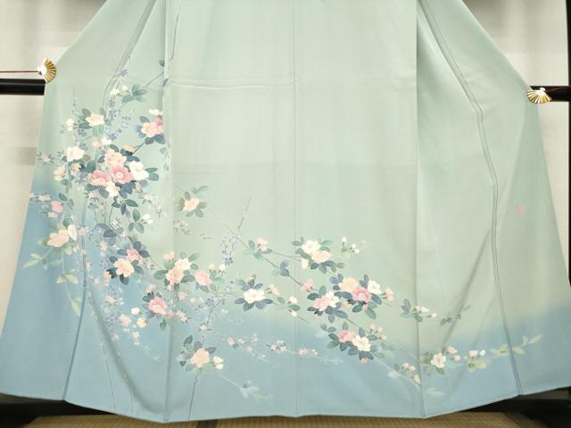 平和屋着物●十日町友禅作家　阿部佳雪 　訪問着　枝花文　暈し染め　正絹　逸品　AABD0910ck
