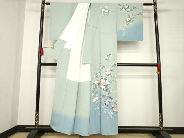 平和屋着物●十日町友禅作家　阿部佳雪 　訪問着　枝花文　暈し染め　正絹　逸品　AABD0910ck