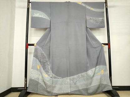平和屋着物●訪問着　風景文　金彩　正絹　逸品　AABD0915ck