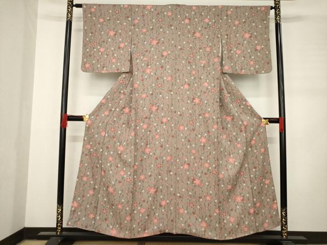 平和屋着物●上質な小紋　桜　正絹　逸品　AABD0920ck
