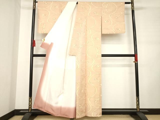 平和屋着物●本場大島紬　カタス9マルキ　唐草文　正絹　逸品　AABD0937ck
