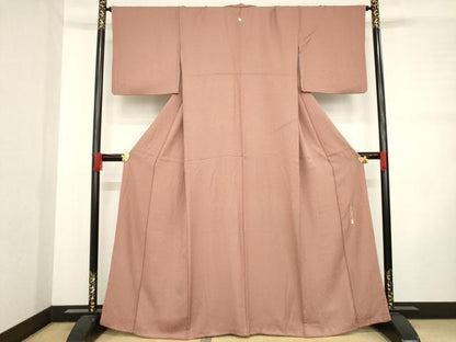 平和屋着物●本草木染作家 瑞鳳 色無地 蘇芳香色 正絹 逸品 AABD0939ck