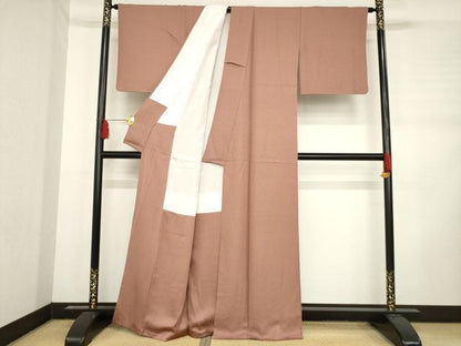 平和屋着物●本草木染作家 瑞鳳 色無地 蘇芳香色 正絹 逸品 AABD0939ck