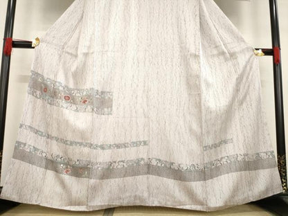 平和屋着物●訪問着 辻が花 絞り 刺繍 横段花文 正絹 逸品 AABD0953ck