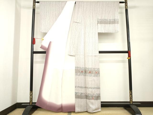 平和屋着物●訪問着 辻が花 絞り 刺繍 横段花文 正絹 逸品 AABD0953ck