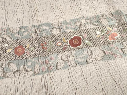 平和屋着物●訪問着 辻が花 絞り 刺繍 横段花文 正絹 逸品 AABD0953ck
