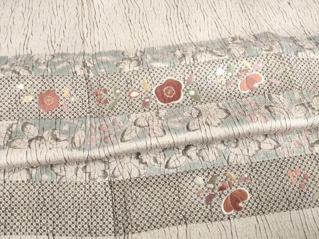 平和屋着物●訪問着 辻が花 絞り 刺繍 横段花文 正絹 逸品 AABD0953ck