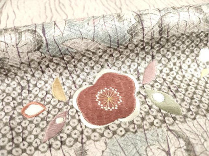 平和屋着物●訪問着 辻が花 絞り 刺繍 横段花文 正絹 逸品 AABD0953ck