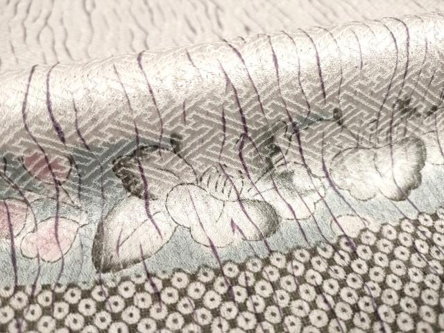 平和屋着物●訪問着 辻が花 絞り 刺繍 横段花文 正絹 逸品 AABD0953ck
