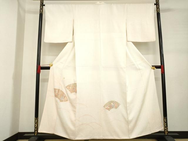 平和屋着物●訪問着　総絞り　駒刺繍　地紙花文　暈し染め　金彩　正絹　逸品　AABD0955ck