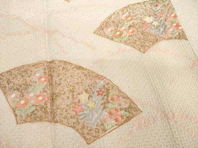 平和屋着物●訪問着　総絞り　駒刺繍　地紙花文　暈し染め　金彩　正絹　逸品　AABD0955ck