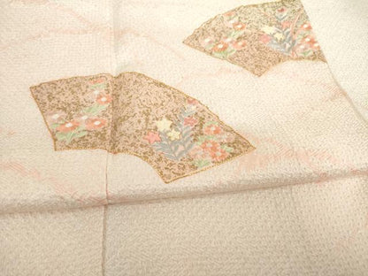 平和屋着物●訪問着　総絞り　駒刺繍　地紙花文　暈し染め　金彩　正絹　逸品　AABD0955ck
