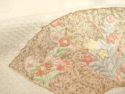 平和屋着物●訪問着　総絞り　駒刺繍　地紙花文　暈し染め　金彩　正絹　逸品　AABD0955ck