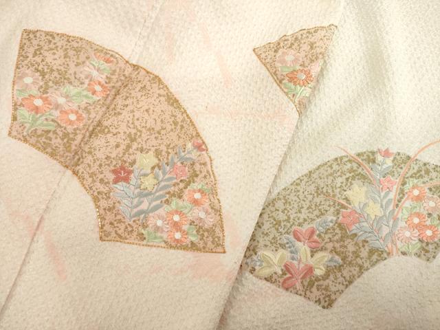 平和屋着物●訪問着　総絞り　駒刺繍　地紙花文　暈し染め　金彩　正絹　逸品　AABD0955ck