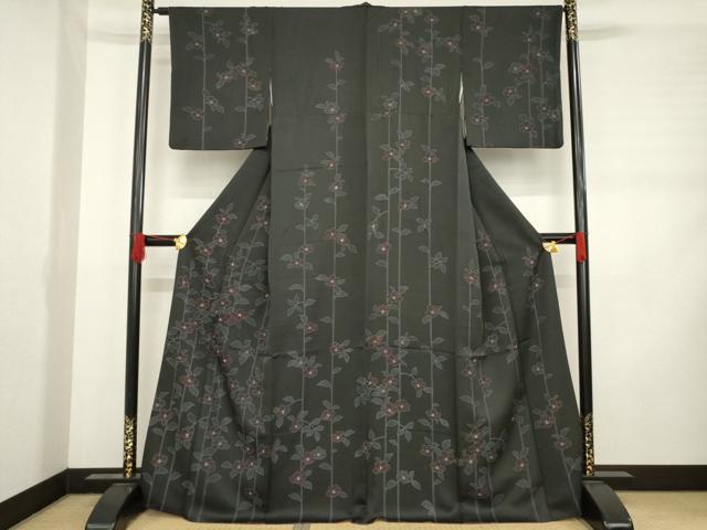 平和屋着物●訪問着 刺繍 椿 正絹 逸品 AABD0960ck