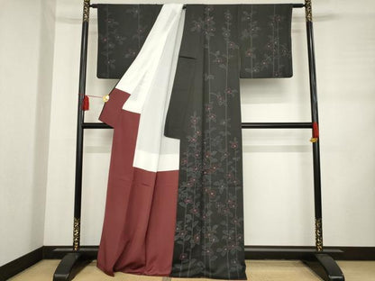 平和屋着物●訪問着 刺繍 椿 正絹 逸品 AABD0960ck