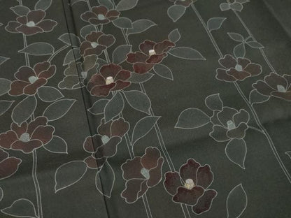 平和屋着物●訪問着 刺繍 椿 正絹 逸品 AABD0960ck