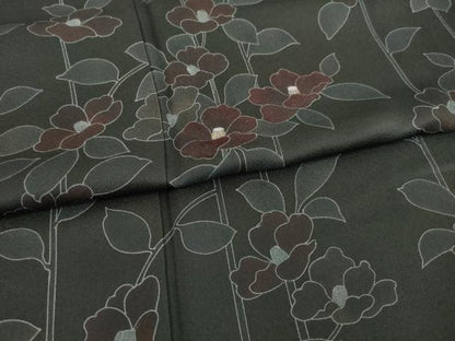 平和屋着物●訪問着 刺繍 椿 正絹 逸品 AABD0960ck