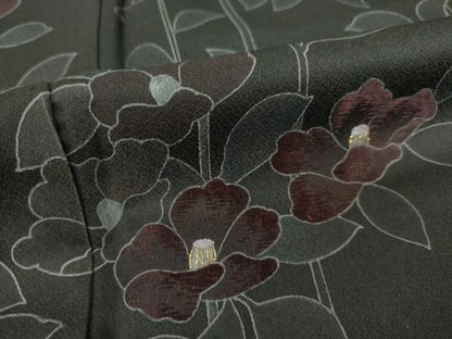 平和屋着物●訪問着 刺繍 椿 正絹 逸品 AABD0960ck