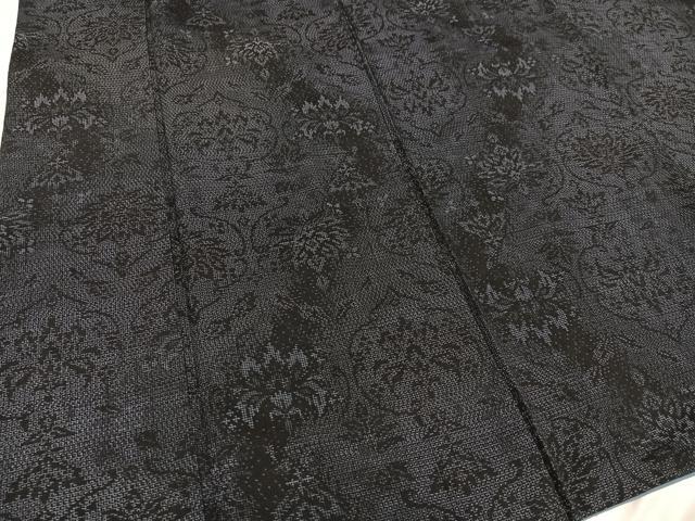 平和屋着物●結城紬 100亀甲 更紗文 正絹 逸品 AABD0961ph
