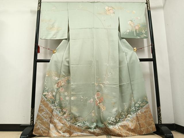 平和屋着物●訪問着 草花文 暈し染め 金彩 正絹 逸品 AABD0986ph