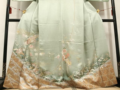 平和屋着物●訪問着 草花文 暈し染め 金彩 正絹 逸品 AABD0986ph