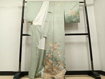平和屋着物●訪問着 草花文 暈し染め 金彩 正絹 逸品 AABD0986ph