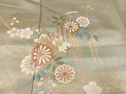 平和屋着物●訪問着 草花文 暈し染め 金彩 正絹 逸品 AABD0986ph