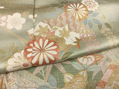 平和屋着物●訪問着 草花文 暈し染め 金彩 正絹 逸品 AABD0986ph