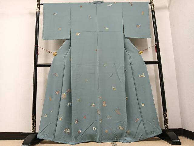 平和屋着物●訪問着 作家物 寿光織 鳥獣 正絹 逸品 未使用 AABD0991ph