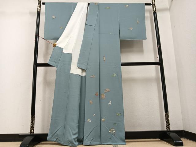 平和屋着物●訪問着 作家物 寿光織 鳥獣 正絹 逸品 未使用 AABD0991ph