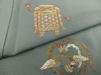 平和屋着物●訪問着 作家物 寿光織 鳥獣 正絹 逸品 未使用 AABD0991ph