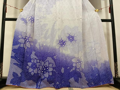平和屋着物●訪問着　絞り　草花文　正絹　逸品　AABD0992ph