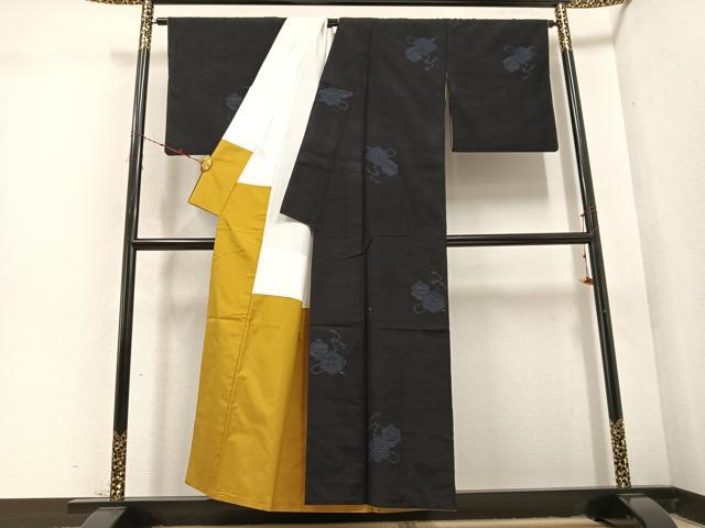 平和屋着物●結城紬　80亀甲　飛び亀甲　鈴　正絹　逸品　AABD1011ph