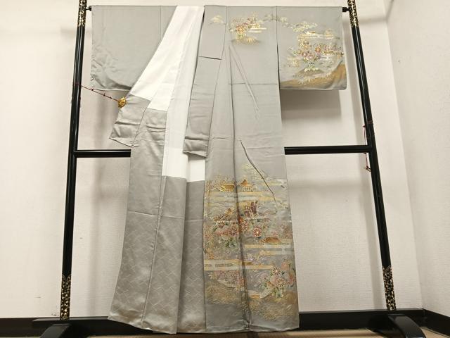 平和屋着物○訪問着 御所車風景草花文 金彩 正絹 逸品 未使用 AABD1016ph