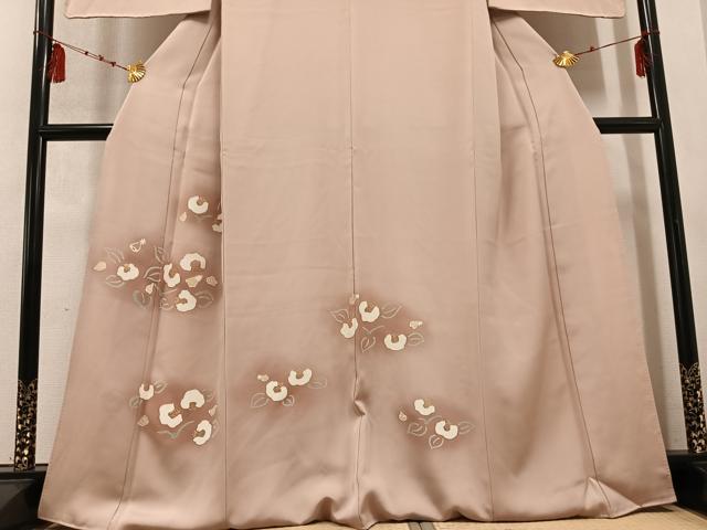 平和屋着物●訪問着　駒刺繍　椿　暈し染め　金彩　正絹　逸品　AABD1026ph