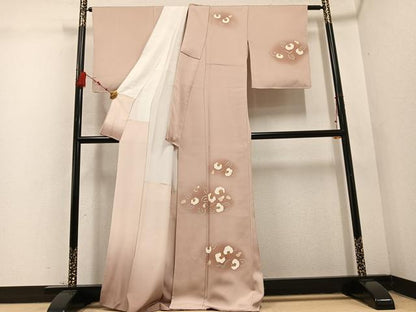 平和屋着物●訪問着　駒刺繍　椿　暈し染め　金彩　正絹　逸品　AABD1026ph