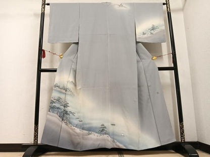 平和屋着物●訪問着 友禅 作家物 浜松風景人物文 暈し染め 正絹 逸品 未使用 AABD1031ph