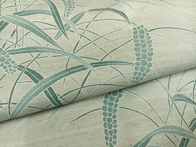 平和屋着物●訪問着 紬地 型染め 草木文 正絹 逸品 AABD1033ph