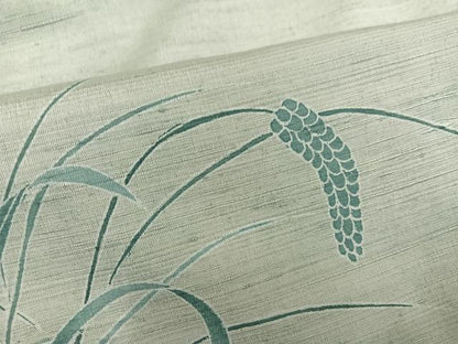 平和屋着物●訪問着 紬地 型染め 草木文 正絹 逸品 AABD1033ph