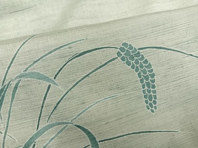 平和屋着物●訪問着 紬地 型染め 草木文 正絹 逸品 AABD1033ph
