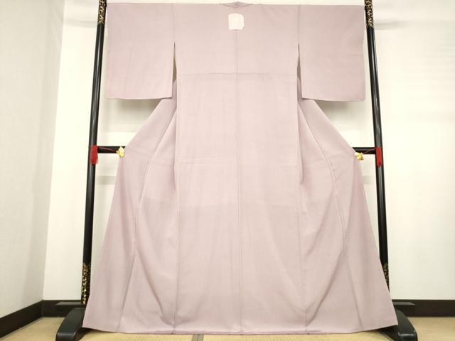 平和屋着物●伝統工芸士 保科信 江戸小紋 万筋 白色×浅蘇芳色 正絹 逸品 未使用 AABD1081ck